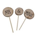 ULTNICE Set of 3 Mr Mrs Wooden Cake Toppers for Wedding Engagement