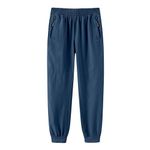 HIBETY Boys' Performance Track Pants: Moisture-Wicking and Breathable with Adjustable Elastic Waistband-Navy-XS