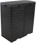Sunnydaze 78-Gallon Double Patio Trash Can with Lid - Outdoor Garbage Can with Drip Trays - Weather-Resistant Resin - Black