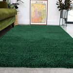 Luxury Thick Pile Emerald Green Shaggy Living Room Area Rug Soft Plush Forest Cozy Carpet Durable Stain Resistant Bedroom Hallway Bathroom Rugs 160cm x 230cm