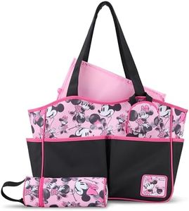 Disney Baby Multi-functional Travel Tote Diaper Bag with Changing Pad, Minnie Black Pink, Large, Disney Baby Multi-functional Travel Tote Diaper Bag With Changing Pad