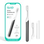 quip Adult Electric Toothbrush - Sonic Toothbrush with Travel Cover & Mirror Mount, Soft Bristles, Timer, and Metal Handle - Slate