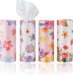 Car Tissues Canned Tissue Cylinder Tissue Boxes Perfect for Car Cup Holder Car Tissue Holder (4 Canisters/220 Tissues/3-Ply)