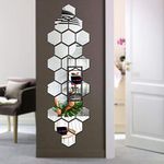 Chote Mote Seller Hexagon 24 Silver Mirror Stickers for Wall Acrylic Mirror Mirror Wall Decor Sticker Wall Mirror Stickers Acrylic Stickers Wall Stickers for Hall Room