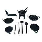 HIMAVAT Black Iron Real Miniature Kitchen Set for Kids Pure Iron, Real Cooking Iron Miniature Set (Set of 12) (pack of 4)