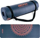 Bionix Exercise Yoga Mat with Carry Handle Strap - Extra Thick NBR Yoga Mats for Women and Men - 180cm x 60cm Durable, Non Slip Mat - Gym Mats for Home, Camping, Pilates and Workout