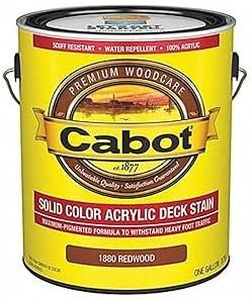 CABOT STAIN 11880 REDWOOD SOLID COLOR DECKING ACRYLIC STAIN W/ SURFACE PROTECTOR SIZE:1 GALLON.