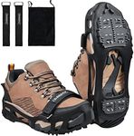 JSHANMEI Traction Cleats Ice Snow Grips Anti Slip Safe Protect Shoes Steel Spikes Crampons for Footwear for Walking, Jogging, or Hiking Size Medium