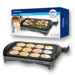 Westinghouse 2000W Family Size Non-Stick Electric Griddle | Adjustable Temperature Control, Slide-Out Grease Tray, Cool Touch Handles, Dishwasher Safe | Ideal for Large Meals and Entertaining