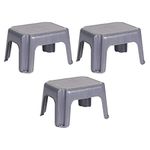 Rubbermaid Durable Plastic Roughneck Small Step Stool w/ 250-LB Weight Capacity, Gray (3 Pack)