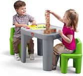 Step2 Mighty My Size Kids Table and Chair Set, Playroom Toddler Activity Table, Arts and Crafts, Ages 2+ Years Old, Gray & Green