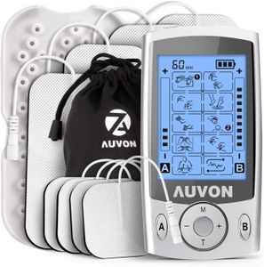 AUVON Dual Channel TENS Machine – 20 Modes, Muscle Stimulator with Pads