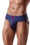 omtex Athletic Neo Cotton Stretchable Supporter Jockstraps with Cup Pocket, Ideal for Workout and Sports Quick Dry Moisture Wicking Underwear Navy Blue - X-Large