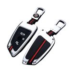 Happyit Zinc Alloy Car Key Cover Cases Compatible with bmw 2 3 5 7 Series 6GT X1 3 5 6 F45 46 G20 30 32 11 12 F48 G01 F15 85 16 86 360° Water Proof Protect with Fluorescence (3 Buttons, Silver)