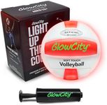 GlowCity LED Volleyball - Size 5 Light Up Glow in The Dark Volleyball with Pump and Batteries, Water-Resistant for Beach and Pool Play, Great Gift in a Colorful Box (Soft Touch Synthetic Leather)