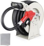 GAOMON Fuel Hose Reel, 1"x50' Extra Long Retractable Diesel Hose Reel, Heavy Duty Steel Construction with Fueling Nozzle, 300PSI Industrial Auto Swivel, Spring Driven Diesel Hose Reel for Construction