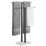 KES Free Standing Towel Rail with Marble Base, Black Towel Rack Freestanding for Bathroom SUS304 Stainless Steel 2 Tiers Towel Stand, BTH217-BK