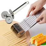 MTOMDY 7 Wheel Pastry Cutter Pizza Cutter with Stainless Steel Double Cutter Multi-Round Pastry Knife,Pasta Making Tool with Adjustable Dough Cutter,For Brownie, Noodle Cutter, Pie Lettuce