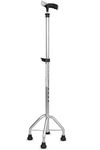 Entros Quadripod 4 Leg Walking Stick KL946 | Premium Aluminum Lightweight Stick with Anti-Slip Rubber Grip Handle | Height Adjustable Walking Stick for Old People, Patients & Handicap | Silver