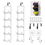 LINFIDITE New Look Hat Rack Organizer 10 Pack Flexible Multi Hook Wall Mounted Over Door Baseball Cap Display Storage Rack Cap Holder for Hats, Towels, Bags,Scarves Black