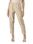 GO COLORS Women Medium Gold Solid Mid Rise Metallic Tapered Pants