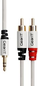 GearIt 3.5mm Male to 2 RCA Male Adapter Stereo Audio Cable (10 Feet / 3 Meters) - Gold Plated - Step Down Design for iPhone, iPod, Smartphone, Tablet and MP3 Cases, Black