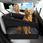 Buatis XL Large Dog Car Seat Cover with Dog Bed Mat for Back Seat Half - Single Seat Travel Hammock Extender, Waterproof Hard Bottom for Medium & Large Dogs, Car SUV Truck Vehicle