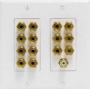 GE 87693 Speaker Wall Plate with 14 Binding Post and 1 RCA Audio Jack