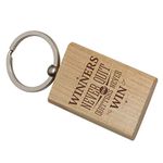 Yaya Cafe Wooden Keyrings Motivational Quotes Winers Never Quit and Quitters Never Win Engraved Keychain for Men Women Car Bike Home