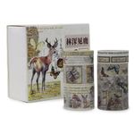 Lakeer Vintage Washi Tape Set of 8 Rolls, Deer in the Forest - Perfect for Scrapbooking, DIY Craft, Gift Wrapping, Decoration, and More.