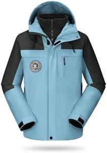 CAMELSPORTS Men's Ski Jacket 3 in 1 Waterproof Winter Jackets Warm Snow Jacket Hooded with Inner Warm Fleece Coat Blue 3X-Large