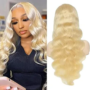 Loyom 613 Body Wave Lace Front Wig Human Hair 10a Brazilian 13x4 Blonde Lace Frontal Wigs 200 Density Pre Plucked Bleached Knots with Baby Hair 34 inch