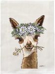 Alpaca Tea Towel - Daisy Flower Crown Alpaca Flour Sack Towel - Alpaca Kitchen Towel - Alpaca Lover Gifts - Alpaca gifts for mom - Handmade - Farmhouse Kitchen Decor