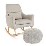 Tutti Bambini Oscar Rocking Chair & Pouffe Set Nursing Breastfeeding Rocker Chair & Footstool in Pebble (Grey)