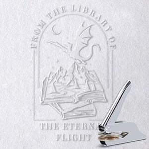 Book Embosser - from The Library of Book Lover Gifts, Library Embosser Perfect for Book Stamp and DIY Crafts (Eternal Flight, Round)