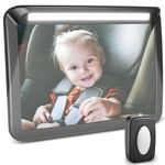 Zacro LED Baby Car Mirror - 3 Brightness Baby Rear View Car Mirror for Backseat with Remote Control - 360° Rotatable Rear Facing Baby Mirror with Dual Strap and Buckles, Shatterproof, Convex Mirror