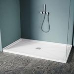 ELEGANT 60'' L x 36'' W x 4'' H Shower Base, Single Threshold Shower Pan in White, Center Drain, Non-Slip Stainless Steel Shower Drain Cover Included