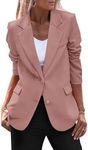 PRETTYGARDEN Women's 2025 Fall Business Casual Blazers Long Sleeve Notch Lapel Trendy Work Office Blazer Jackets Outerwear (Dark Pink,X-Large)