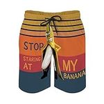 Guoxian Funny Men's Swim Trunks Swimwear Beach Shorts with Pockets Bathing Suits for Men XX-Large - Stop Starring at My Banana