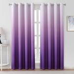 HOMEIDEAS Purple Ombre Blackout Curtains 52 X 84 Inch Length Gradient Room Darkening Thermal Insulated Energy Saving Grommet 2 Panels Window Drapes for Living Room/Bedroom