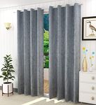 STAR DECOR Polyster Curtain Curtain - 9 feet Long Door, Grey [3 Piece]