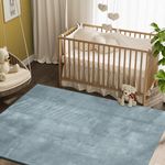 JINCHAN Soft Shaggy Area Rug 3x5 Washable Fluffy Rug Faux Fur Accent Door Mat Indoor Floor Cover Modern Plush Rug for Living Room Bedroom Kitchen Kids Room Non Slip Carpet Comfy Nursery Decor Blue