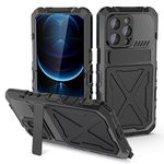Simicoo iPhone 14 Pro Max Metal Bumper Military Rugged Silicone Case Heavy Duty Armor iPhone 14 Pro Max Metal Case with Stand Built-in Gorilla Glass Full Cover Dustproof Outdoor Cover (Sliver)
