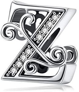 TIZU Charms Alphabet en Argent Sterling 925 Charme Lettre Z Pour Bracelet Femme Fille