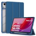 XLTTONG Case for Lenovo Tab M11 11 Inch 2024 with Pen Holder,Clear Transparent Hard PC Back Cover Smart Trifold Stand Case for Lenovo M11,Auto Wake/Sleep (Dark Blue)