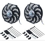 KUNTEC 12 Inch Radiator Electric Cooling Fan 12V 80W with Fan Mounting Kit 2 Pack