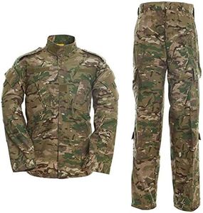 LANBAOSI Men's Tactical Jacket and Pants Military Camo Hunting ACU Uniform 2PC Set Army Multicam Apparel Suit, Cp, Small Plus