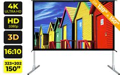 Projection Screen Transportable (150 Inch) 350 cm Format 16:10 323x202 3 and a half meters Lightweight and Foldable Projector Screen 3m Projector Cover Retro Screen Video Projection 3m FullHD 4K 3D