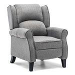 More4Homes EATON WING BACK FIRESIDE HERRINGBONE FABRIC RECLINER ARMCHAIR SOFA CHAIR RECLINING CINEMA (Herringbone Grey)