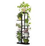 FUFU HANDICRAFT Plant Stand with Pot Display Rack, 7 Tiers, Made of Wrought Iron, Tall Plant Flower Shelf for Balcony Living Room Outdoor Interior Home Outdoor Decor (Black..)